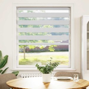 vidaXL Roleta zebra, biała, szerokość tkaniny 95,9 cm, poliester 2