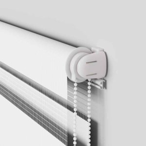 vidaXL Roleta zebra, biała, szerokość tkaniny 95,9 cm, poliester 10