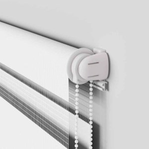 vidaXL Roleta zebra, biała, szerokość tkaniny 135,9 cm, poliester 10