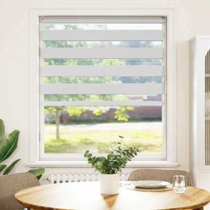 vidaXL Roleta zebra, biała, szerokość tkaniny 100,9 cm, poliester 2