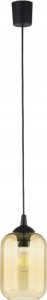 Lampa sufitowa wisząca 1xE27 110cm Czarna ze szklanym bursztynowym kloszem Mango 1
