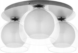 Lampa sufitowa srebrna 22x52cm 3 biało-transparentne szklane klosze Venezia 1