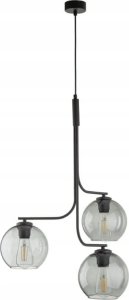 Lampa sufitowa wisząca 130cm Czarna z 3 szklanymi grafitowymi kloszami 1
