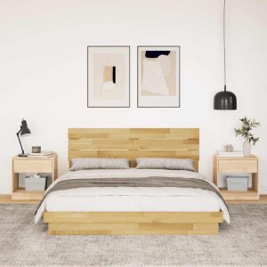 vidaXL Rama łóżka z zagłówkiem bez materaca 150x200 cm lite drewno dąb 4