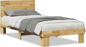 vidaXL Rama łóżka z zagłówkiem bez materaca 75x190 cm lite drewno dąb 2