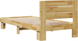 vidaXL Rama łóżka z zagłówkiem bez materaca 75x190 cm lite drewno dąb 8