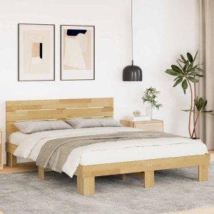vidaXL Rama łóżka z zagłówkiem bez materaca 160x200 cm lite drewno dąb 1
