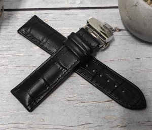 Skórzany pasek do zegarka Atlantic 22 mm CZ-22 9647 czarny . 2