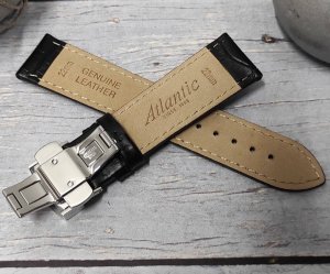 Skórzany pasek do zegarka Atlantic 22 mm CZ-22 9647 czarny . 3