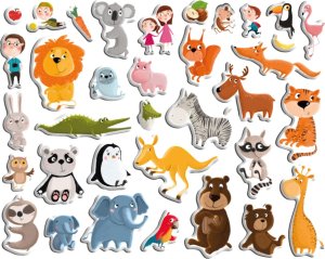 GRA MAGNETYCZNA "ZOO" MEGA ZESTAW Z TABLICĄ MAGNETYCZNĄ 35 MAGNESÓW 3