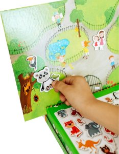 GRA MAGNETYCZNA "ZOO" MEGA ZESTAW Z TABLICĄ MAGNETYCZNĄ 35 MAGNESÓW 4