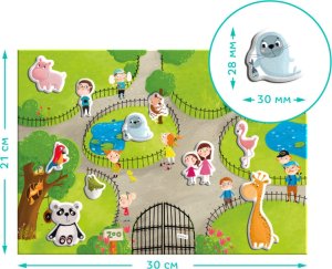 GRA MAGNETYCZNA "ZOO" MEGA ZESTAW Z TABLICĄ MAGNETYCZNĄ 35 MAGNESÓW 7