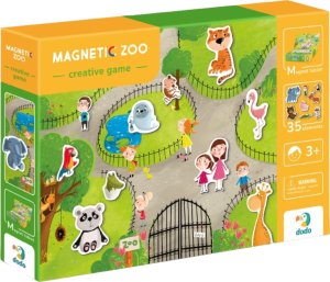 GRA MAGNETYCZNA "ZOO" MEGA ZESTAW Z TABLICĄ MAGNETYCZNĄ 35 MAGNESÓW 9
