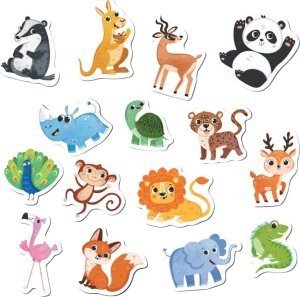 ZESTAW MAGNESÓW DZIKIE ZWIERZĘTA 15 ELEMENTÓW KOLOROWYCH UROCZYCH MAGNESÓW 2