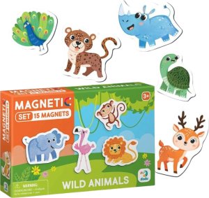 ZESTAW MAGNESÓW DZIKIE ZWIERZĘTA 15 ELEMENTÓW KOLOROWYCH UROCZYCH MAGNESÓW 3