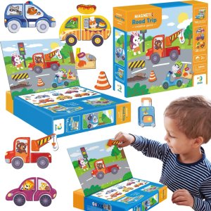 GRA MAGNETYCZNA EDUKACYJNA "TRANSPORT" 36 MAGNESÓW TABLICA MAGNETYCZNA 1