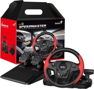 Kierownica Genius GX Gaming SpeedMaster, kierownica z pedałami i dźwignią zmiany biegłw, 13przycisk, USB, czerwono-czarny 2