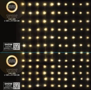 Lampki choinkowe Christmas decoration LAMPKI CHOINKOWE KURTYNA ŚWIETLNA ZEW/WEW 144 LED 120X120CM Z PILOTEM CIEPŁY BIAŁY 4