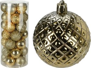 BOMBKA DEKORACYJNA PLASTIKOWA 6CM SET 35 SZT ZŁOTA 4