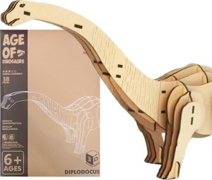 Zestaw Drewniane Puzzle 3D Model Dinozaur Diplodok Składanie 38 Elementów 2