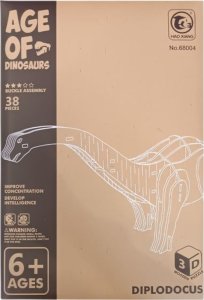 Zestaw Drewniane Puzzle 3D Model Dinozaur Diplodok Składanie 38 Elementów 4