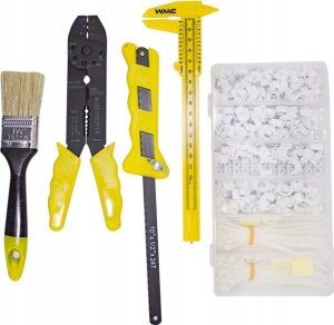 Zestaw narzędzi 319 el. (zaciskarka, uchwyty, opaski, pędzel, suwmiarka, piła do metalu) 3