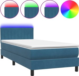 vidaXL Łóżko kontynentalne z materacem, niebieskie, aksamit, 80x210 cm 2