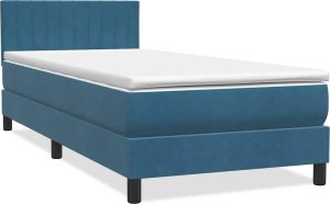 vidaXL Łóżko kontynentalne z materacem, niebieskie, aksamit, 80x210 cm 3
