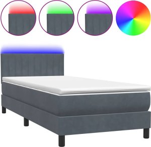 vidaXL Łóżko kontynentalne z materacem, ciemnoszary aksamit, 80x220 cm 2