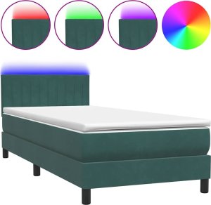 vidaXL Łóżko kontynentalne z materacem ciemnozielony aksamit 80x220 cm 2