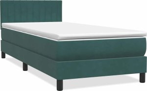 vidaXL Łóżko kontynentalne z materacem ciemnozielony aksamit 80x220 cm 3