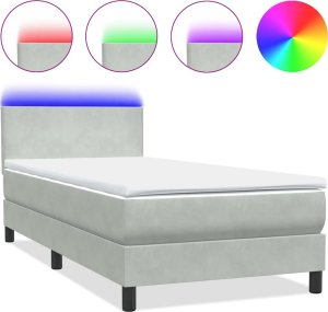 vidaXL Łóżko kontynentalne z materacem, jasnoszare, aksamit, 80x220 cm 2