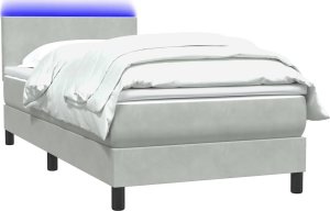 vidaXL Łóżko kontynentalne z materacem, jasnoszare, aksamit, 80x220 cm 3