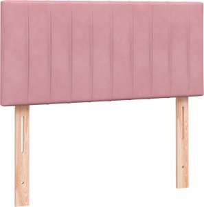 vidaXL Łóżko kontynentalne z materacem, różowe, 90x220 cm 7
