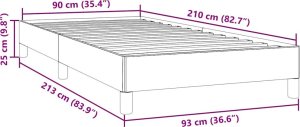 vidaXL Rama łóżka bez materaca, ciemnoszara, 90x210 cm, aksamitna 9