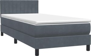 vidaXL vidaXL Łóżko kontynentalne z materacem, ciemnoszary aksamit, 90x220 cm 2