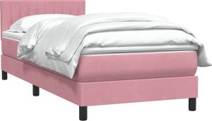 vidaXL Łóżko kontynentalne z materacem, różowe, 90x210 cm 4