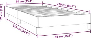 vidaXL Rama łóżka bez materaca, jasnoszare, 90x210 cm, aksamitna 9