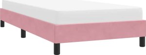 vidaXL Rama łóżka z materacem, różowa, 90x210 cm, aksamit 4