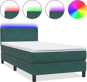 vidaXL Łóżko kontynentalne z materacem ciemnozielony aksamit 80x220 cm 2