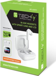 Słuchawki dokanałowe bezprzewodowe Bluetooth redukcja szumów ANC ekran LCD 2