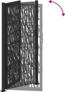 Brama ogrodowa czarna 105x205 cm Stalowy wzór śladu 7