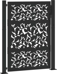 vidaXL Brama ogrodowa czarna 105x130 cm, stalowy wzór liścia 2
