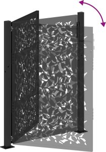 vidaXL Brama ogrodowa czarna 105x130 cm, stalowy wzór liścia 7