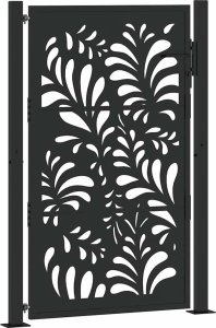 Brama ogrodowa czarna 105x155 cm stalowa wzór fali 2