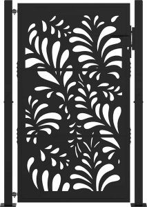 Brama ogrodowa czarna 105x155 cm stalowa wzór fali 3