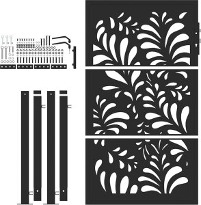 Brama ogrodowa czarna 105x155 cm stalowa wzór fali 4