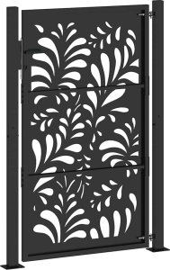 Brama ogrodowa czarna 105x155 cm stalowa wzór fali 6