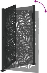 Brama ogrodowa czarna 105x155 cm stalowa wzór fali 7