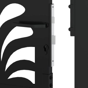 Brama ogrodowa czarna 105x155 cm stalowa wzór fali 8